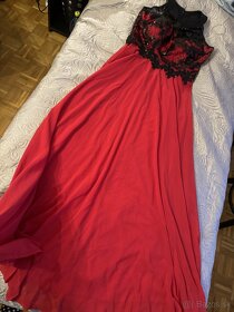 Spoločenské šaty dlhé - červeno-čierne s glitrami vel. 40 - 3