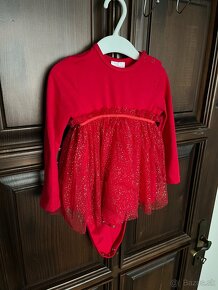 Červené šaty / body 86 cm - 3