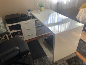 Pracovný stôl biely, vysoký lesk 140,5 x 140,5 cm - 3