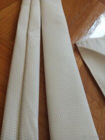 Biela svadobná kravata v odtieni IVORY s jemnými trblietkami - 3