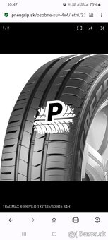 Predám 4x nové Tracmax X-Privilo TX2 185/60 R15 84H letné pn - 3