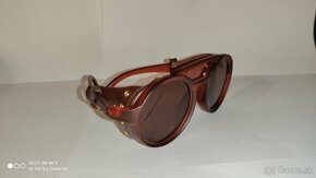 luxusne slnecne okuliare s koženymi bočnicami hnede - 3