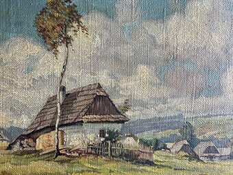 Obraz Olšina, Valašská chaloupka 1944, olej na plátně 50x40 - 3