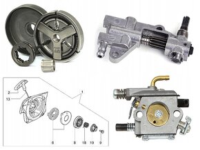 Motorová píla 5,7HP 2x reťaz 2x lišta, štartér, 0,5L+1L olej - 3