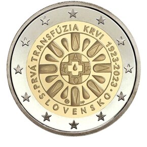 2€ 2023 Slovensko PROOF Prvá transfúzia krvi na Slovensku

 - 3