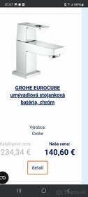 Predám  umývadlovú stojankovú batériu Grohe Eurocube - 3