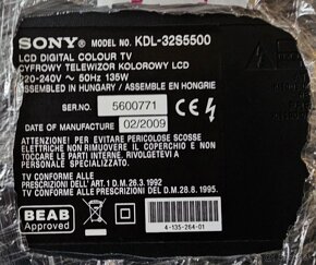 TV SONY KDL-32S5500 a KDL-32S3020 - 3