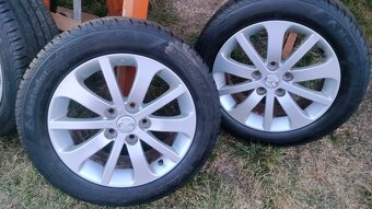 Predám letné pneumatiky 205/55r16 hliníkové disky Mazda - 3