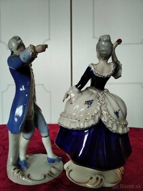 Royal Dux porcelánové sošky Barokový tanečný pár - 3