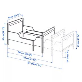 Predám detskú rastúcu postielku + rošty + matrac - 3