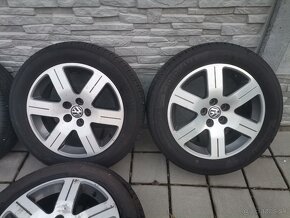 Alu disky 5x100 R16 VW + 205/55 R16 zánovné letné pneumatiky - 3