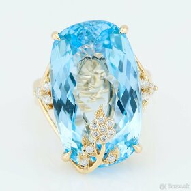 Extravagantný 14ct zlatý prsteň Blue Topaz 34.57ct - 3