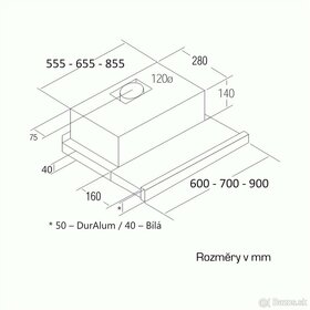 Odsávač pár CATA TF 2003 DurAlum Výsuvná 900 - 3