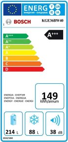 Predám chladničku s mrazničkou BOSCH KGE36BW40 60 - 3