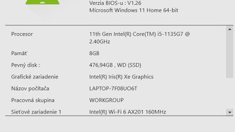 Predám skoro nový notebook Acer Aspire 5 - 3