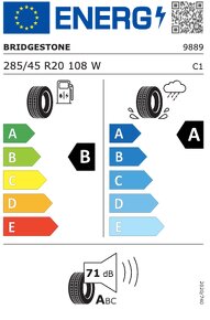 Predám nové letné pneu BRIDGESTONE 285/45 R20 108W - 3