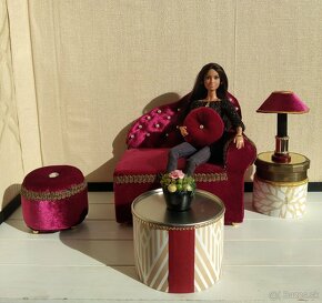 Luxusný bordový nábytok pre bábiky Barbie - 3