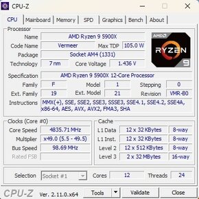 AMD Ryzen 9 5900X, 3.70 GHz, 64 MB Cache, socket AM4 - 3