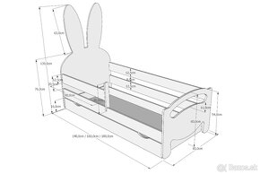 Detská posteľ Králik so šuflíkom a matracom 160x80 - 3