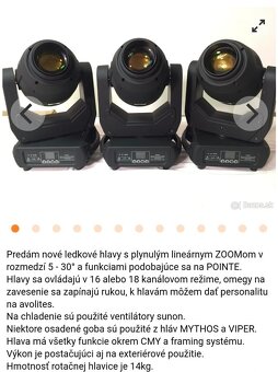 Predám otočné Hlavy 250W LED spot, wash, beam - 3