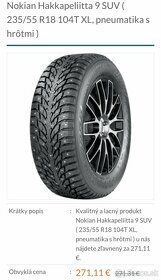 Predám zimné pneu Nokian Hakkapeliitta 236/55r18 - 3