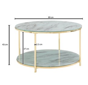 Konferenčný stolík zlatý- mramor 80 cm - 3