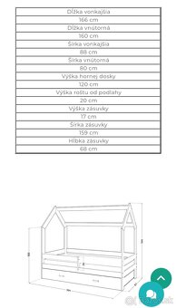 Predám detskú domčekovú posteľ (80x160 cm) – borovica - 3