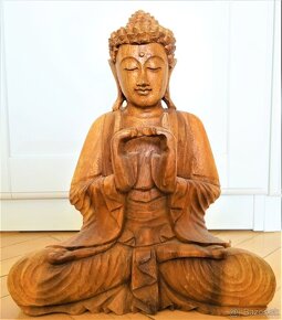 DREVENÝ MEDITUJÚCI BUDHA || 33 cm - 3