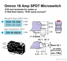 16Amp SPDT ╍ Mikrospínače bez páčky ╍ pre spájkovanie - 3