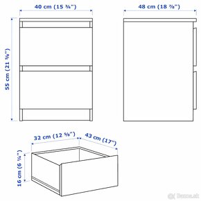 Nočný stolík MALM ikea s 2 zásuvkami - 3