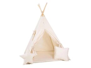 Krasny bezovy kremovy detsky teepee stan - 3