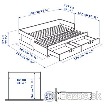 IKEA rozkladacia posteľ so zásuvkami BRIMNES - 3