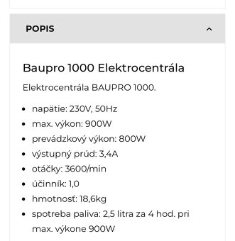 Predám elektrocentralu BAUPRO - 3