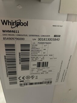 Predám mraziaci box Whirpool WHM 4611, 443 litrov - 3