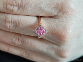 Zafírový Fancy Pink prsteň z ružového zlata a diamantami - 3