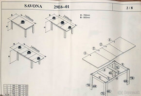 Jedálenský stôl SAVONA, dub, rozkladací - 3