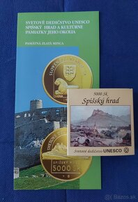 Zlatá pamätná minca, 5000Sk, 1998, Spišský hrad - Top stav - 3