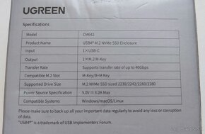 UGREEN 40Gbps M.2 NVMe Enclosure s ventilátorom - 3