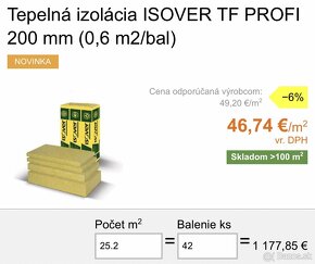 isover 1000x600x200 42ks = 25,2m2 = 499€ - 3