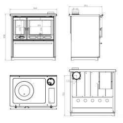 Kachlovy sporak Plamen 850Glas 8kW prava strana kremový - 3