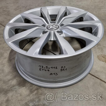 Hliníkové Volkswagen disky 5x112 R17 7.0J ET49 - 3