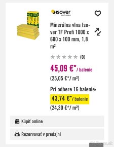 Mineralna vlna Isover 100mm 5,4m2 - 3