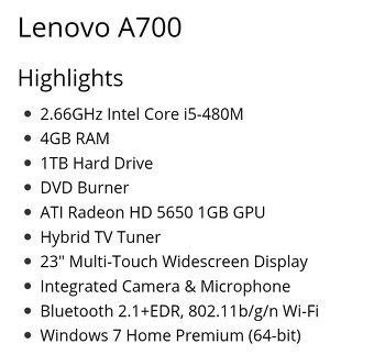 Lenovo IdeaclCentre A700 - 3