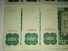 BANKOVKY 100 KČS 1961, VŠECHNY NÍZKÉ SERIE, SADA 9 KUSŮ - 3