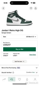 Nike Air jordan 1 High OG Gorge Green č46 US12 - 3