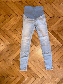 Tehotenské nohavice veľkosť 36 - čierna, biela a svetlá modr - 3