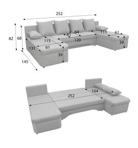 Predám rozkladací gauč v tvare U - 3