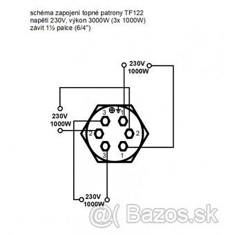 Predám elektrickú výhrevnú špirálu AC230V-3kW M48x2 - 3