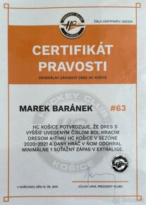 Hraný dres Marek BARÁNEK, HC Košice 2020-21 - 3