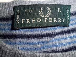 Fred Perry pánsky vlnený sveter pásik  L - 3